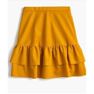 J. Crew Women's Size‎ 2 Wool Flannel Ruffle Skirt in Bronzed Topaz Preppy Fall